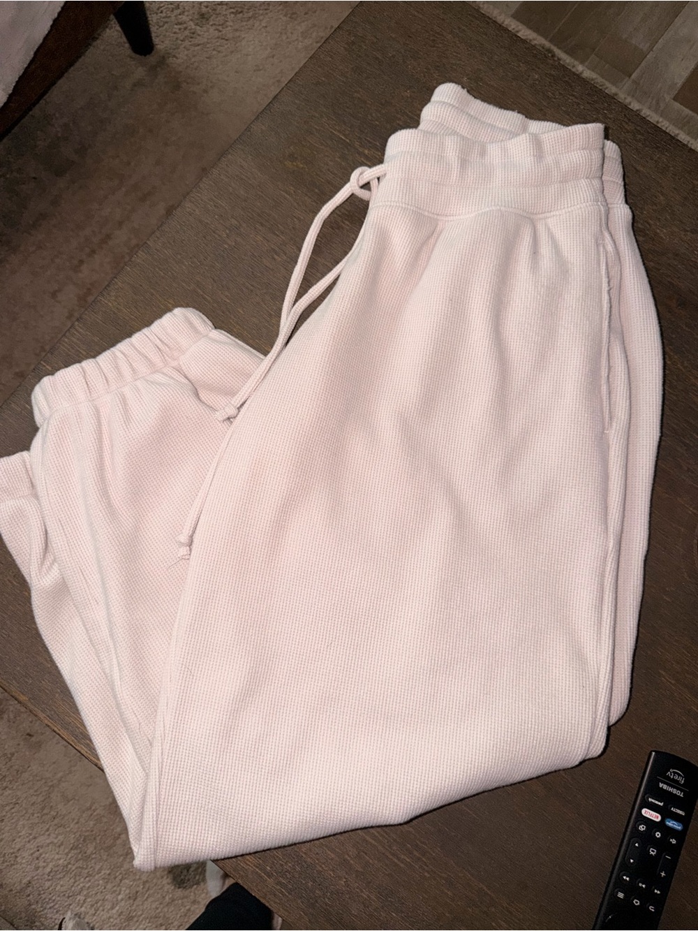 Gilly Hicks Light beige Cozy waffle knit  Drawstring Joggers